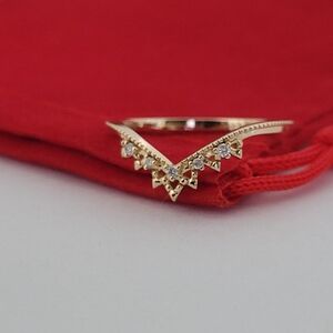 ❤️14k Yellow Gold Diamonds Tiara Ring Design Size 5.5 Solid Gold